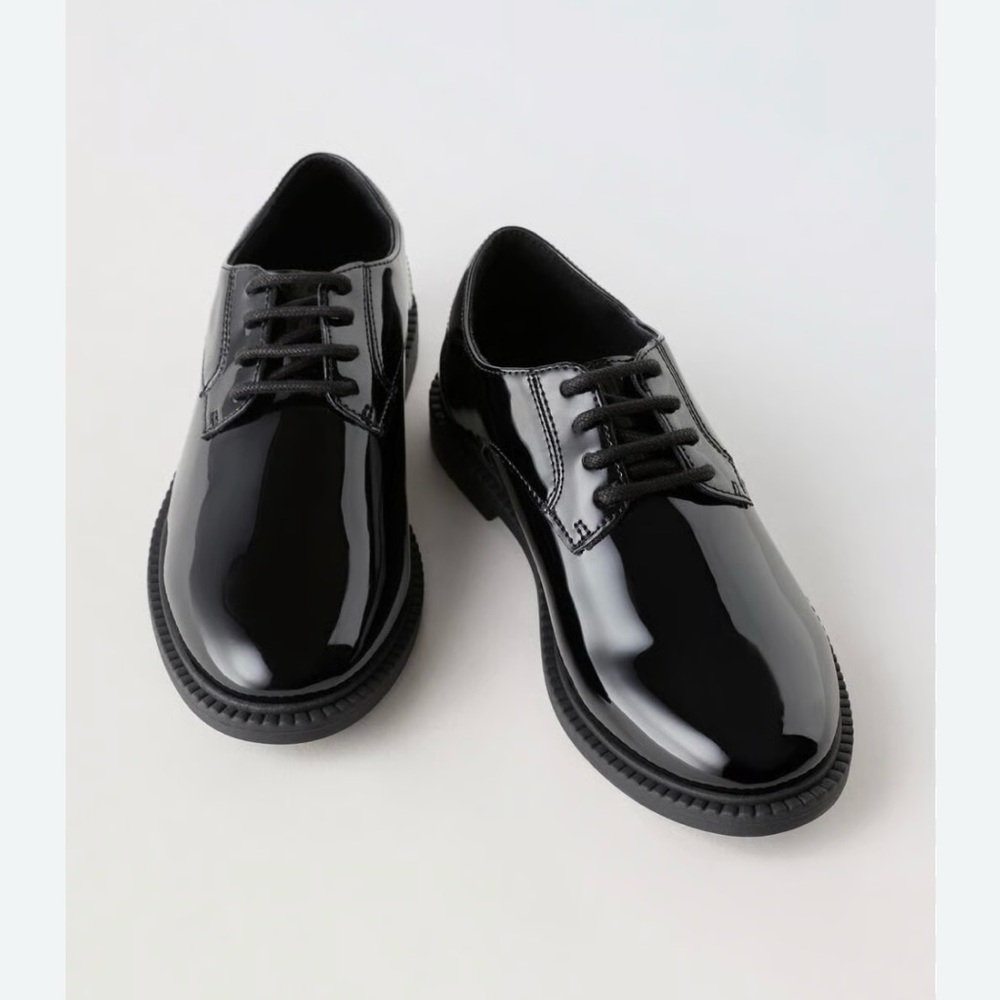 Zara kids faux leather patent derby shoes